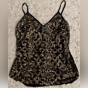 SW3 BESPOKE black sleeevless gold sequin tank top small s